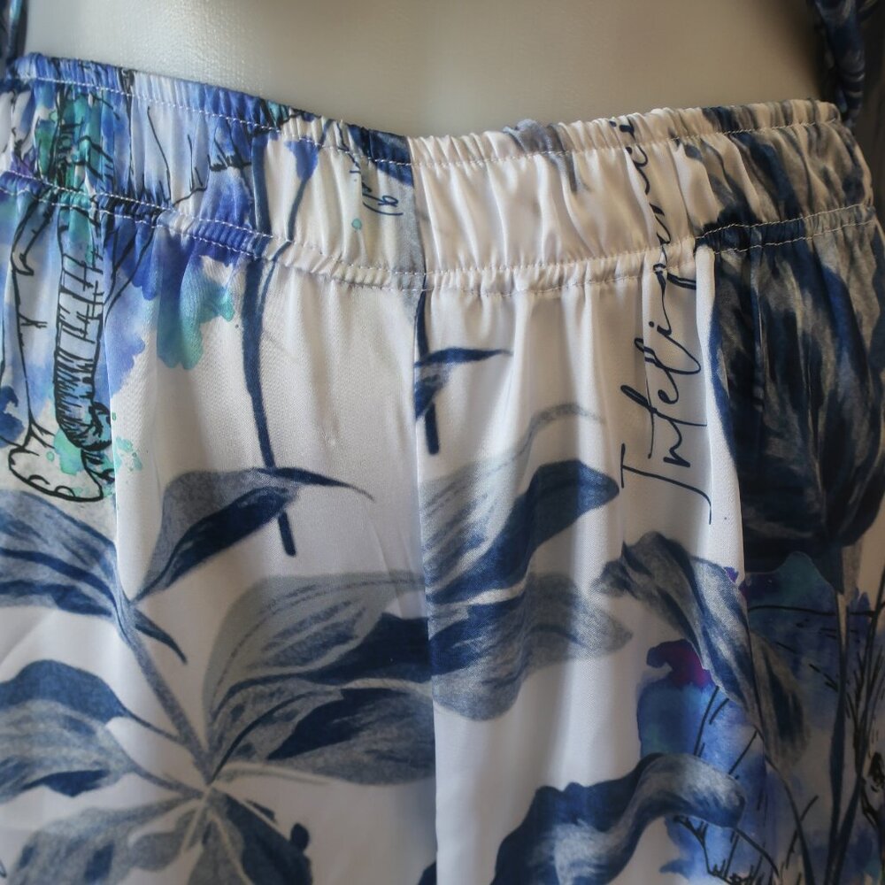 NWT Womens Bululu Espanola Blue Blouse, Aruba Elephant Satin Pants M Set - Picture 5 of 13